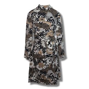 Vtg 70s Floral Leopard Print Dress